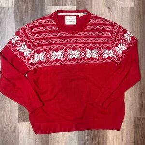 Weatherproof Vintage 100% Cotton Red and White Fair Isle Knit Sweater